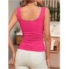 imageOYOANGLE Ruched Tank Tops for Women Casual Going Out Top Summer Sleeveless Basic Fitted Tee ShirtHot Pink