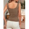 imageOYOANGLE Ruched Tank Tops for Women Casual Going Out Top Summer Sleeveless Basic Fitted Tee ShirtMocha Brown