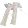 imageOYOANGLE Womens 1 Pair Lace Trim Bow Rib Knit Leg Warmers Y2K Kawaii Long Socks for 80s Party DanceWhite