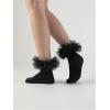 imageOYOANGLE Womens 1 Pair Mesh Ruffle Frilly Socks Lace Trim Princess Socks Soft Lightweight Knit Ankle SocksBlack