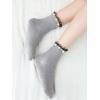 imageOYOANGLE Womens 1 Pair Solid Faux Pearl Decor Ruffle Frilly Trim Fashionable Crew Socks Elegant Lace SocksLight Grey