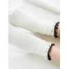 imageOYOANGLE Womens 1 Pair Solid Faux Pearl Decor Ruffle Frilly Trim Fashionable Crew Socks Elegant Lace SocksWhite