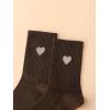 imageOYOANGLE Womens 1 Pairs Casual Heart Print Crew Socks Athletic Ankle Dress SocksCoffee Brown