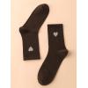 imageOYOANGLE Womens 1 Pairs Casual Heart Print Crew Socks Athletic Ankle Dress SocksCoffee Brown