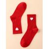 imageOYOANGLE Womens 1 Pairs Casual Heart Print Crew Socks Athletic Ankle Dress SocksRed Heart