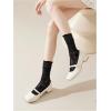 imageOYOANGLE Womens 3 Pairs Lace Mesh Lettuce Trim Crew Socks Set Breathable Ruffle Frilly Slouch SockBlack White Beige
