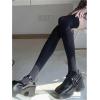 imageOYOANGLE Womens 3 Pairs Mid Calf Socks Over The Knee Thigh High Solid Breathable StockingsBlack