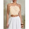 imageOYOANGLE Womens 3D Floral Cami Crop Tops Sleeveless Backless Summer Going Out Tops Vacation Party OutfitsApricot