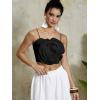 imageOYOANGLE Womens 3D Floral Cami Crop Tops Sleeveless Backless Summer Going Out Tops Vacation Party OutfitsBlack