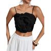 imageOYOANGLE Womens 3D Floral Cami Crop Tops Sleeveless Backless Summer Going Out Tops Vacation Party OutfitsBlack