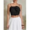 imageOYOANGLE Womens 3D Floral Cami Crop Tops Sleeveless Backless Summer Going Out Tops Vacation Party OutfitsBlack