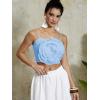 imageOYOANGLE Womens 3D Floral Cami Crop Tops Sleeveless Backless Summer Going Out Tops Vacation Party OutfitsBlue