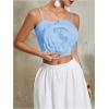 imageOYOANGLE Womens 3D Floral Cami Crop Tops Sleeveless Backless Summer Going Out Tops Vacation Party OutfitsBlue