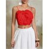 imageOYOANGLE Womens 3D Floral Cami Crop Tops Sleeveless Backless Summer Going Out Tops Vacation Party OutfitsBright Red