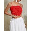imageOYOANGLE Womens 3D Floral Cami Crop Tops Sleeveless Backless Summer Going Out Tops Vacation Party OutfitsBright Red