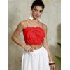 imageOYOANGLE Womens 3D Floral Cami Crop Tops Sleeveless Backless Summer Going Out Tops Vacation Party OutfitsBright Red