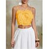 imageOYOANGLE Womens 3D Floral Cami Crop Tops Sleeveless Backless Summer Going Out Tops Vacation Party OutfitsGinger