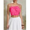 imageOYOANGLE Womens 3D Floral Cami Crop Tops Sleeveless Backless Summer Going Out Tops Vacation Party OutfitsHot Pink