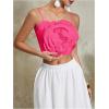 imageOYOANGLE Womens 3D Floral Cami Crop Tops Sleeveless Backless Summer Going Out Tops Vacation Party OutfitsHot Pink