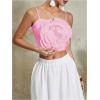 imageOYOANGLE Womens 3D Floral Cami Crop Tops Sleeveless Backless Summer Going Out Tops Vacation Party OutfitsPastel Pink