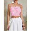imageOYOANGLE Womens 3D Floral Cami Crop Tops Sleeveless Backless Summer Going Out Tops Vacation Party OutfitsPastel Pink