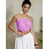 imageOYOANGLE Womens 3D Floral Cami Crop Tops Sleeveless Backless Summer Going Out Tops Vacation Party OutfitsPurple