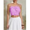imageOYOANGLE Womens 3D Floral Cami Crop Tops Sleeveless Backless Summer Going Out Tops Vacation Party OutfitsPurple