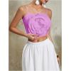 imageOYOANGLE Womens 3D Floral Cami Crop Tops Sleeveless Backless Summer Going Out Tops Vacation Party OutfitsPurple