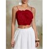 imageOYOANGLE Womens 3D Floral Cami Crop Tops Sleeveless Backless Summer Going Out Tops Vacation Party OutfitsRed