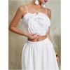 imageOYOANGLE Womens 3D Floral Cami Crop Tops Sleeveless Backless Summer Going Out Tops Vacation Party OutfitsWhite