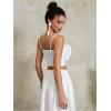 imageOYOANGLE Womens 3D Floral Cami Crop Tops Sleeveless Backless Summer Going Out Tops Vacation Party OutfitsWhite