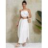 imageOYOANGLE Womens 3D Floral Cami Crop Tops Sleeveless Backless Summer Going Out Tops Vacation Party OutfitsWhite
