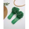 imageOYOANGLE Womens 3D Floral Flat Sandals Square Open Toe PU Leather Slip on SlidesGreen