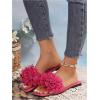 imageOYOANGLE Womens 3D Floral Flat Sandals Square Open Toe PU Leather Slip on SlidesHot Pink