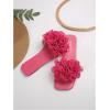 imageOYOANGLE Womens 3D Floral Flat Sandals Square Open Toe PU Leather Slip on SlidesHot Pink
