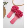 imageOYOANGLE Womens 3D Floral Flat Sandals Square Open Toe PU Leather Slip on SlidesHot Pink