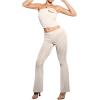 imageOYOANGLE Womens 3D Flower Sleeveless Strapless Tube Top Textured Solid Slim Fitted Crop Bandeau TopsBeige