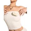 imageOYOANGLE Womens 3D Flower Sleeveless Strapless Tube Top Textured Solid Slim Fitted Crop Bandeau TopsBeige
