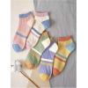 imageOYOANGLE Womens 5 Pairs Colorblock Striped Ankle Socks Rib Knit Lightweight Low Cut Socks Athletic Crew SocksMulticolor