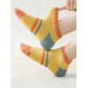 imageOYOANGLE Womens 5 Pairs Colorblock Striped Ankle Socks Rib Knit Lightweight Low Cut Socks Athletic Crew SocksMulticolor