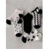 imageOYOANGLE Womens 5 Pairs Cute Patterned Ruffle Ankle Socks Color Block Cable Knit Low Cut Crew Socks SetBlack and White