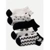 imageOYOANGLE Womens 5 Pairs Cute Patterned Ruffle Ankle Socks Color Block Cable Knit Low Cut Crew Socks SetBlack and White