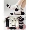 imageOYOANGLE Womens 5 Pairs Striped Letter Print Ankle Socks Color Block Knit Soft Lightweight Casual Crew SocksMulticolor