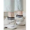 imageOYOANGLE Womens 5 Pairs Striped Print Crew Socks Knitted Lightweight Breathable Ankle Socks Sport Casual Athletic SocksMulticolor