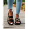 imageOYOANGLE Womens Adjustable Double Buckle Open Toe Footbed Sandals Comfortable Outdoor Platform SandalsBlack