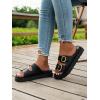 imageOYOANGLE Womens Adjustable Double Buckle Open Toe Footbed Sandals Comfortable Outdoor Platform SandalsBlack