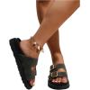 imageOYOANGLE Womens Adjustable Double Buckle Open Toe Footbed Sandals Comfortable Outdoor Platform SandalsGrey Black