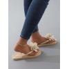 imageOYOANGLE Womens Applique Decor Open Toe Flip Flop Sandals Casual Outdoor Flat SlippersBeige