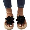 imageOYOANGLE Womens Applique Decor Open Toe Flip Flop Sandals Casual Outdoor Flat SlippersBlack