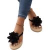 imageOYOANGLE Womens Applique Decor Open Toe Flip Flop Sandals Casual Outdoor Flat SlippersBlack